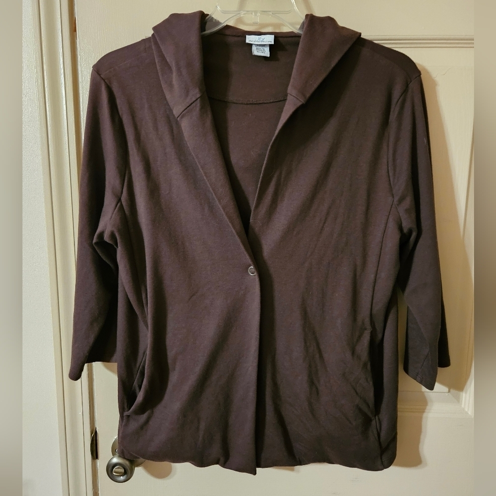 #342 Jaclyn Smith Collection - Brown Button up Hoodie, Sze. XL
